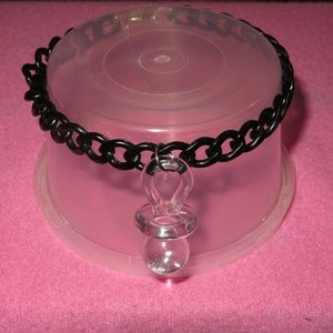 Black Chain Choker with Light Pink Pacifer